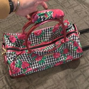 Carryon Betsy Johnson rose and houndstooth luggage